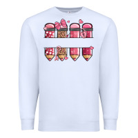 White custom name valentine's day school pencils Premium Sweatshirt - MaliasSmallBusiness