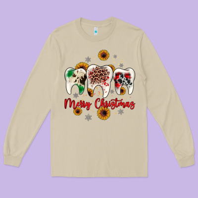 Dental Merry Christmas Long Sleeve Tee Designed By Jahusdesignshop