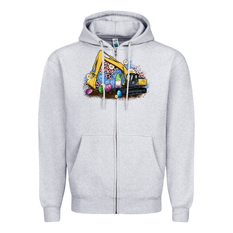 Easter Excavator Gnome Egg Leopard Zipper Hoodie by Artiststas | Teevron