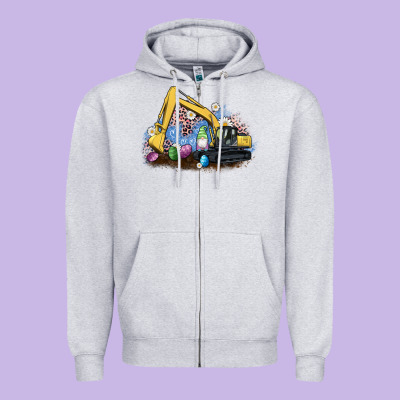 Easter Excavator Gnome Egg Leopard Zipper Hoodie Designed By Artiststas