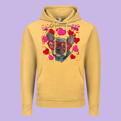Vintage Hoodie valentine's day french bulldog puppy