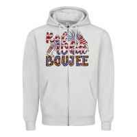 Dove Grey red white boujee Zipper Hoodie - Artiststas