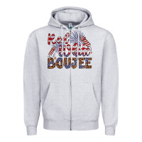 Heather Grey red white boujee Zipper Hoodie - Artiststas