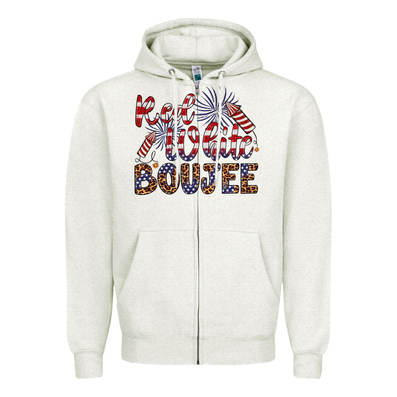 Red White Boujee Zipper Hoodie by Artiststas | Teevron