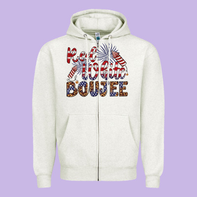 Red White Boujee Zipper Hoodie Designed By Artiststas