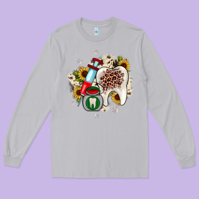 Christmas Dental Sunflower Long Sleeve Tee Designed By Jahusdesignshop