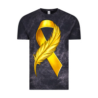 Cloud Black Childhood Cancer Ribbon with Feather Vintage Tee - texasbilliewilder