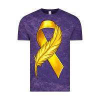 Cloud Purple Childhood Cancer Ribbon with Feather Vintage Tee - texasbilliewilder
