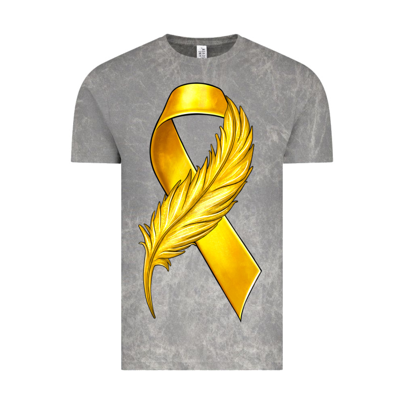 Childhood Cancer Ribbon With Feather Vintage Tee by texasbilliewilder | Teevron