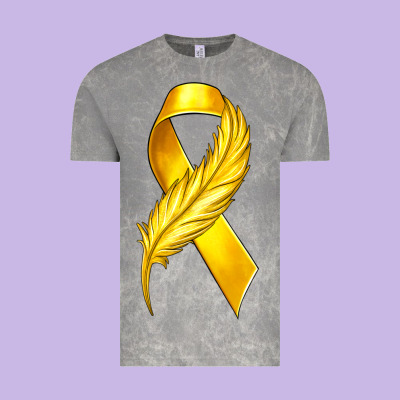 Childhood Cancer Ribbon With Feather Vintage Tee Designed By Texasbilliewilder