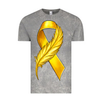 Cloud Rock Childhood Cancer Ribbon with Feather Vintage Tee - texasbilliewilder