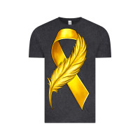 Vintage Black Childhood Cancer Ribbon with Feather Vintage Tee - texasbilliewilder