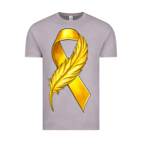 Vintage Zinc Childhood Cancer Ribbon with Feather Vintage Tee - texasbilliewilder