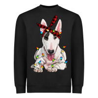 Black bull terrier with christmas lights Heavyweight Sweatshirt - RanaPortraitStore