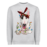Heather Grey bull terrier with christmas lights Heavyweight Sweatshirt - RanaPortraitStore