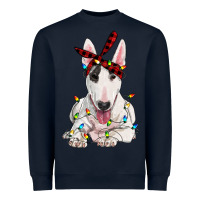Navy bull terrier with christmas lights Heavyweight Sweatshirt - RanaPortraitStore