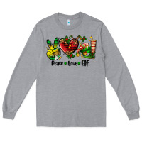 Heather Grey peace love  elf Long Sleeve Tee - AdoDesignShop