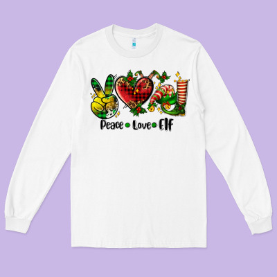 Peace Love  Elf Long Sleeve Tee Designed By Adodesignshop