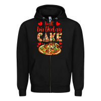 Black best birthday cake pizza Zipper Hoodie - AdoDesignShop