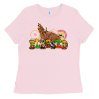 Bubblegum Pink blessed afro woman hands Ladies Tee - AdoDesignShop