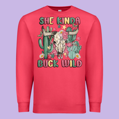 She Kinda Buck Wild Premium Sweatshirt Designed By Maliassmallbusiness