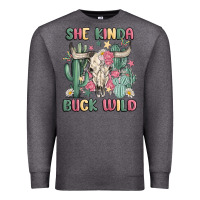 Charcoal Heather she kinda buck wild Premium Sweatshirt - MaliasSmallBusiness
