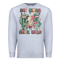 Heather Grey she kinda buck wild Premium Sweatshirt - MaliasSmallBusiness