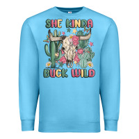 Ocean Blue she kinda buck wild Premium Sweatshirt - MaliasSmallBusiness
