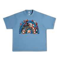 Pebble Blue American rainbow 4th of july Urban Heavy Tee - CowGirlArtShop