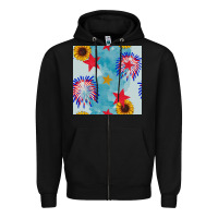 Black patriotic fireworks and sunflower Zipper Hoodie - BundleAndBundleShop