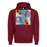 Burgundy patriotic fireworks and sunflower Zipper Hoodie - BundleAndBundleShop