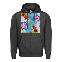 Charcoal Heather patriotic fireworks and sunflower Zipper Hoodie - BundleAndBundleShop