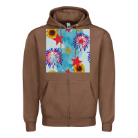 Chestnut patriotic fireworks and sunflower Zipper Hoodie - BundleAndBundleShop