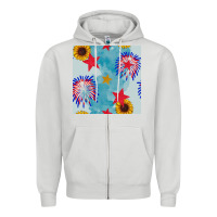 Dove Grey patriotic fireworks and sunflower Zipper Hoodie - BundleAndBundleShop