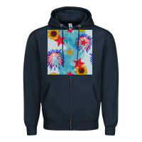Navy patriotic fireworks and sunflower Zipper Hoodie - BundleAndBundleShop