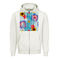 Oatmeal Heather patriotic fireworks and sunflower Zipper Hoodie - BundleAndBundleShop