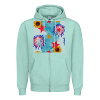 Seafoam patriotic fireworks and sunflower Zipper Hoodie - BundleAndBundleShop