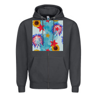Patriotic Fireworks And Sunflower Zipper Hoodie | Teevron