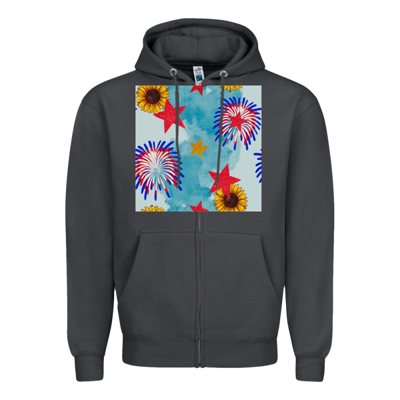 Patriotic Fireworks And Sunflower Zipper Hoodie by BundleAndBundleShop | Teevron