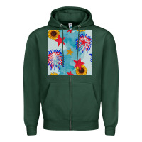 Sports Green patriotic fireworks and sunflower Zipper Hoodie - BundleAndBundleShop