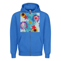 True Royal patriotic fireworks and sunflower Zipper Hoodie - BundleAndBundleShop
