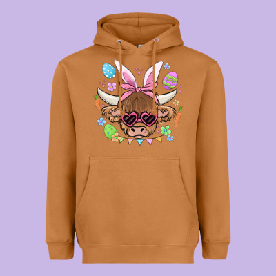 Easter Cow Heavyweight Hoodie Designed By Maliassmallbusiness