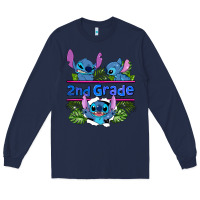 Navy preview flower stitch 2nd grade Long Sleeve Tee - AdoDesignShop