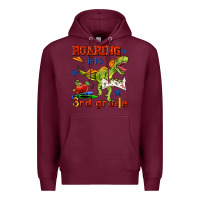 Burgundy roaring into 3rd grade Premium Hoodie - BundleAndBundleShop