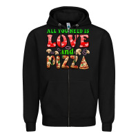 Black all you need is love and pizza Zipper Hoodie - AdoDesignShop