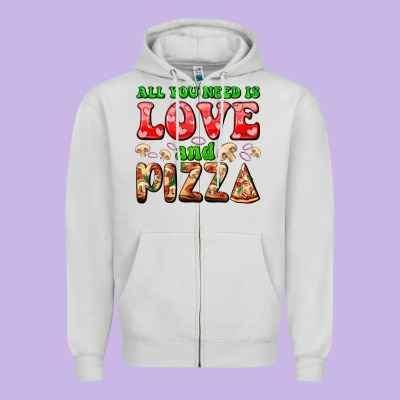 All You Need Is Love And Pizza Zipper Hoodie Designed By Adodesignshop