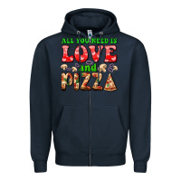 Navy all you need is love and pizza Zipper Hoodie - AdoDesignShop