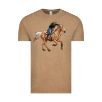Vintage Coffee horse body with cowgirl Vintage Tee - RanaPortraitStore