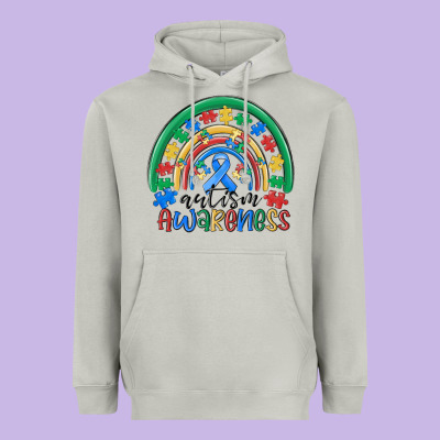 Autism Awareness Rainbow Heavyweight Hoodie Designed By Maliassmallbusiness