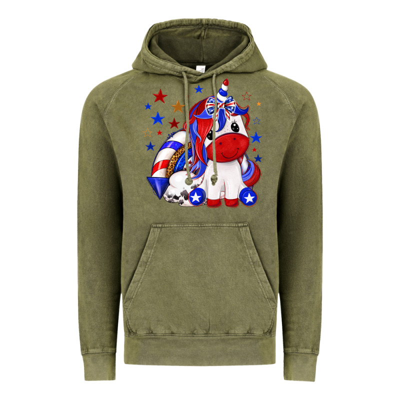 4th Of July American Unicorn Vintage Hoodie by texasbilliewilder | Teevron